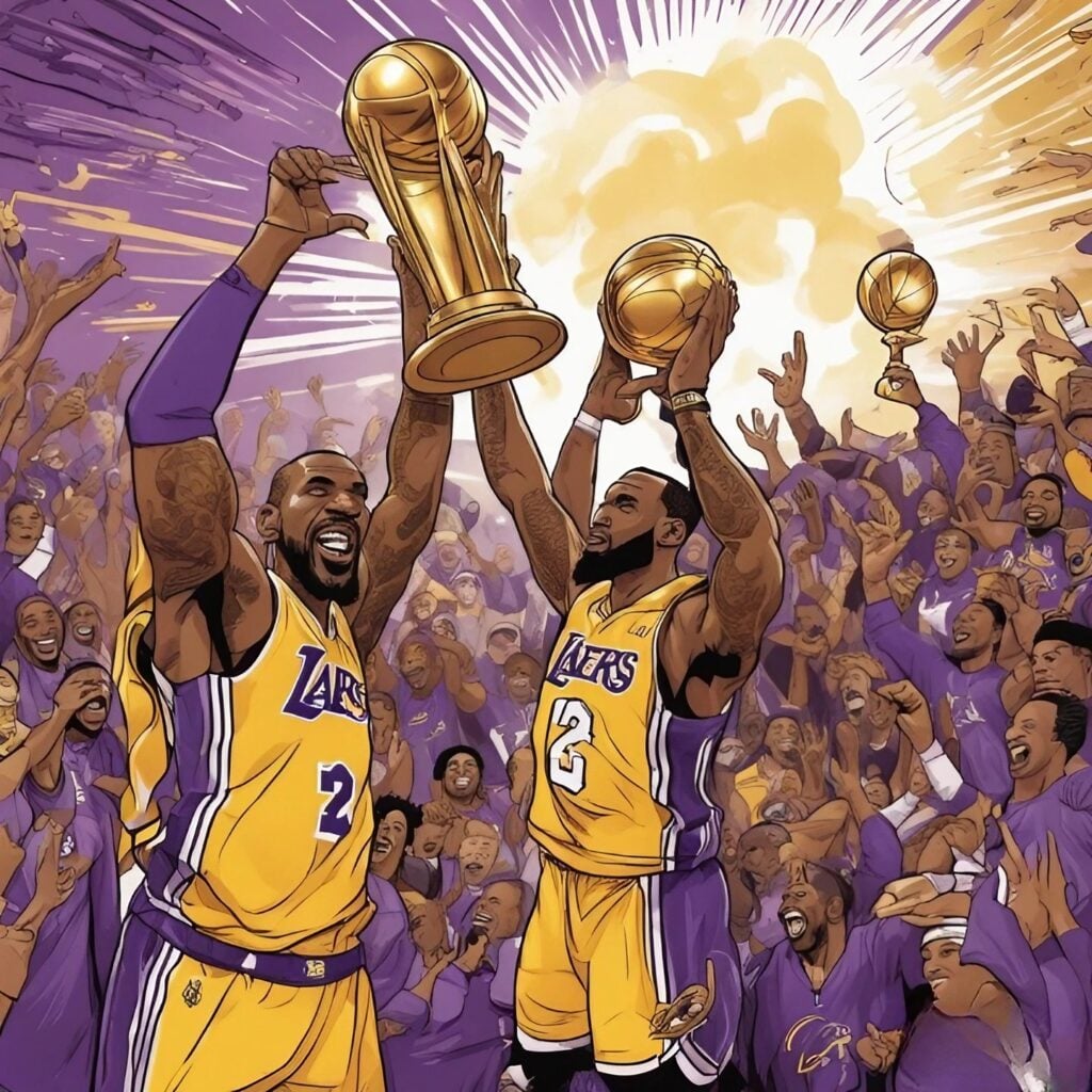 lakers celebrating their wictory