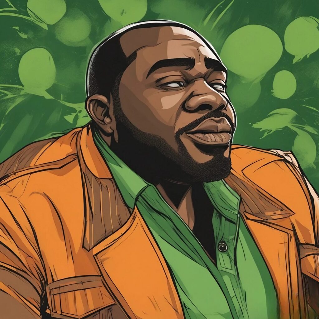 wack 100 portrait, green and orange
