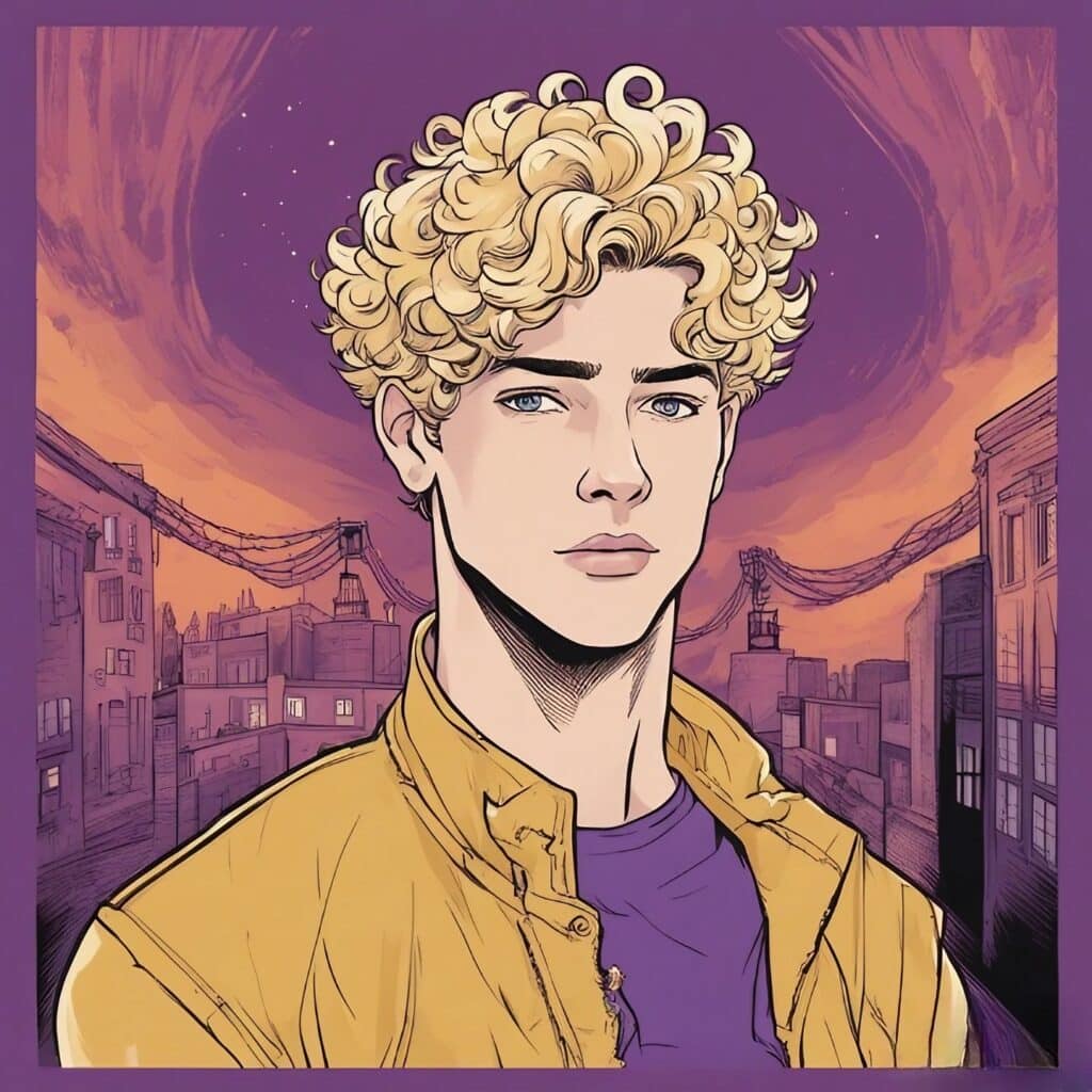 cole bennett portrait, purple and yellow