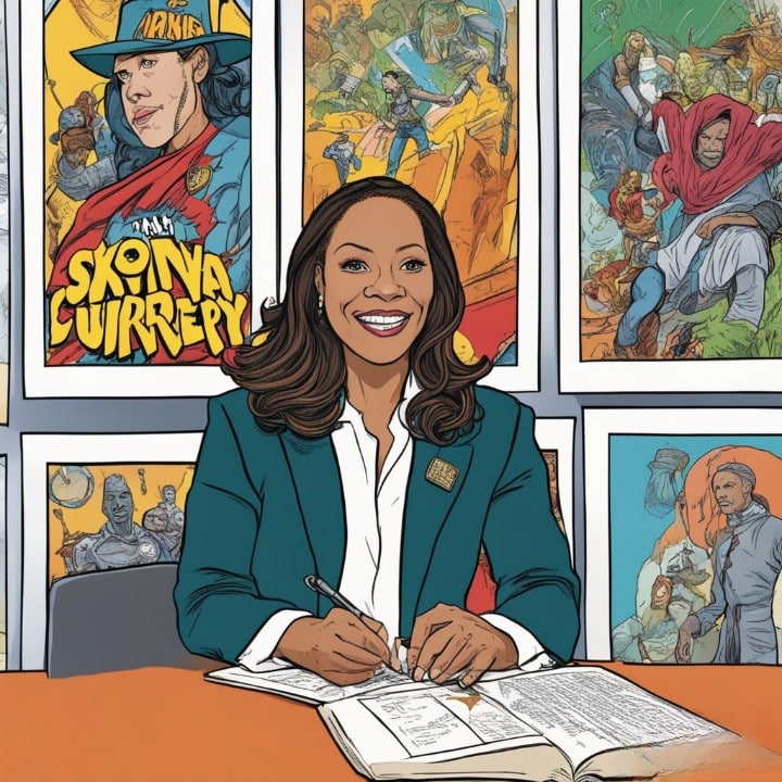 african american woman signing on paper looking happy