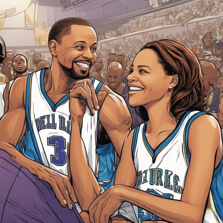 dell curry and sonya curry on the nba court sidelines