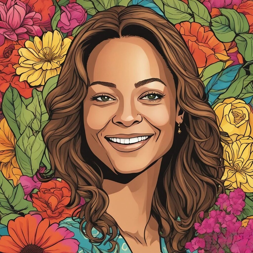 sonya curry with beautiful flower background