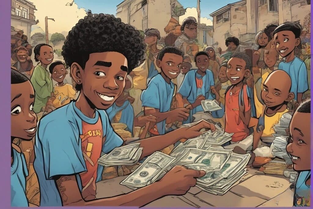 kids with money from charity