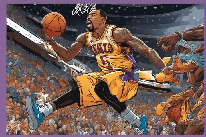 jr smith in nba making a lay up
