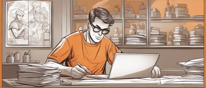 young man working on his business