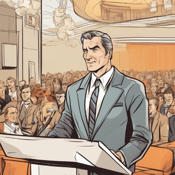 person speaking on convention 