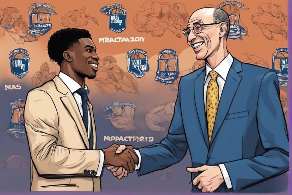 ja morant and adam silver shacking hands