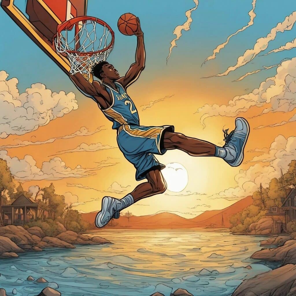 ka dunking on a sunset