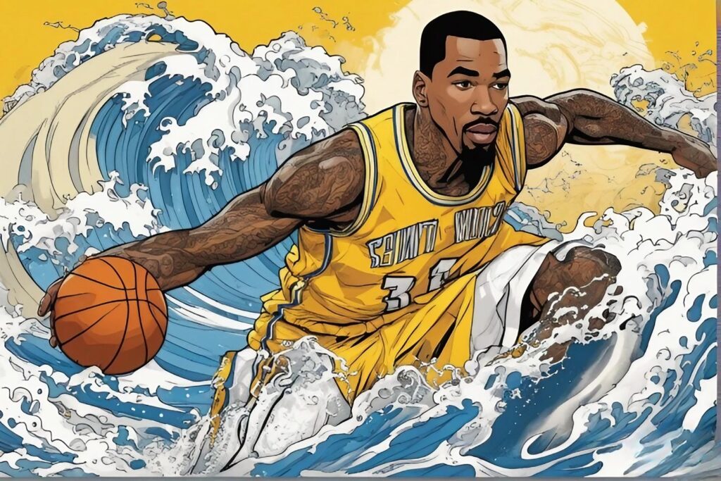 jr smith dribbling in the waves