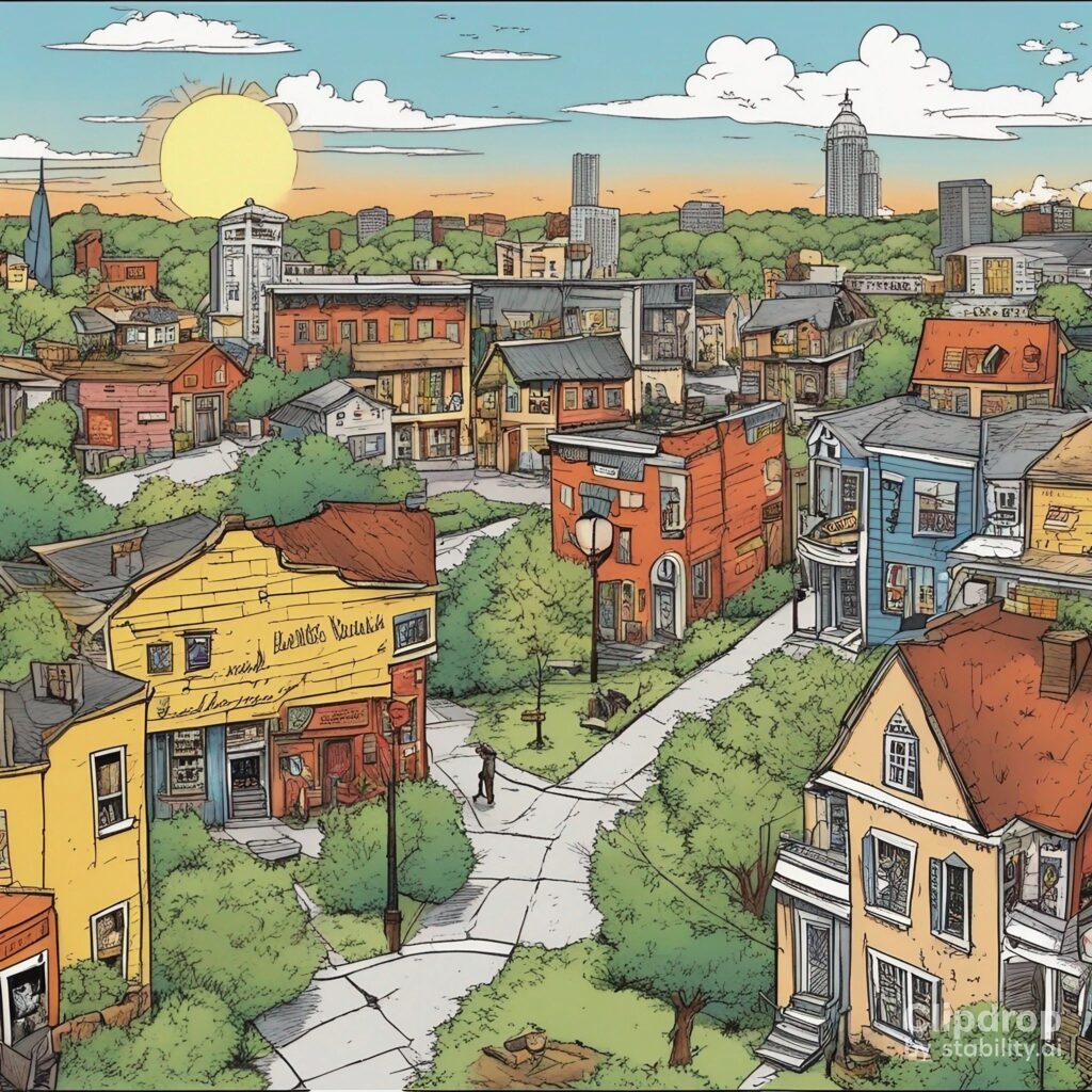 small town on a a sunset