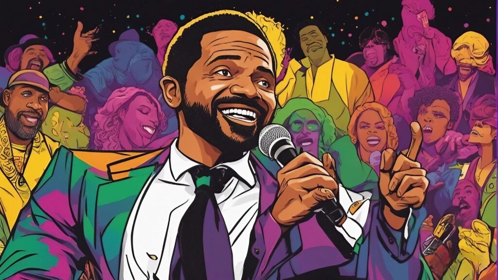 mike epps performing, colorful photo