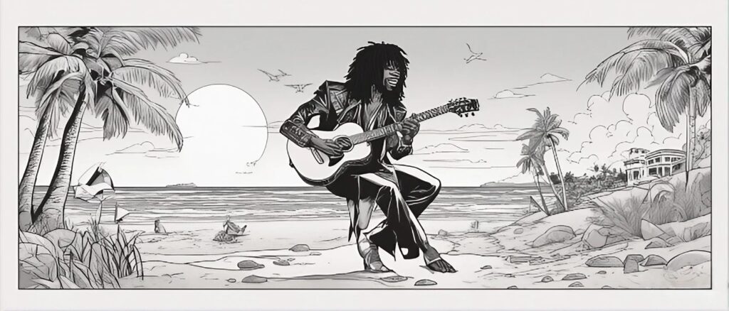 rick james on a beach having fun