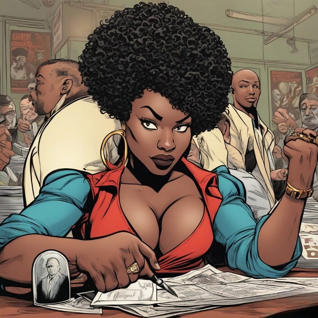 black woman as nighttime numbers runner