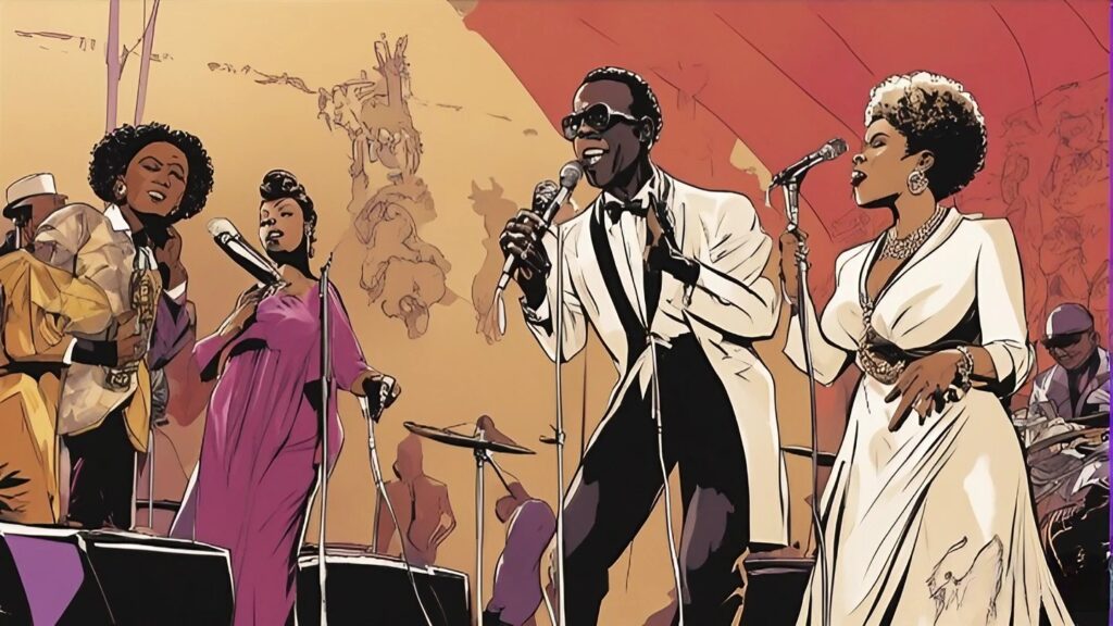 Miles Davis, and Etta James perform