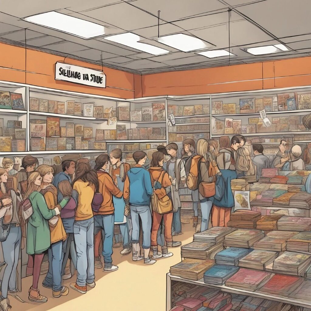 album store full of people