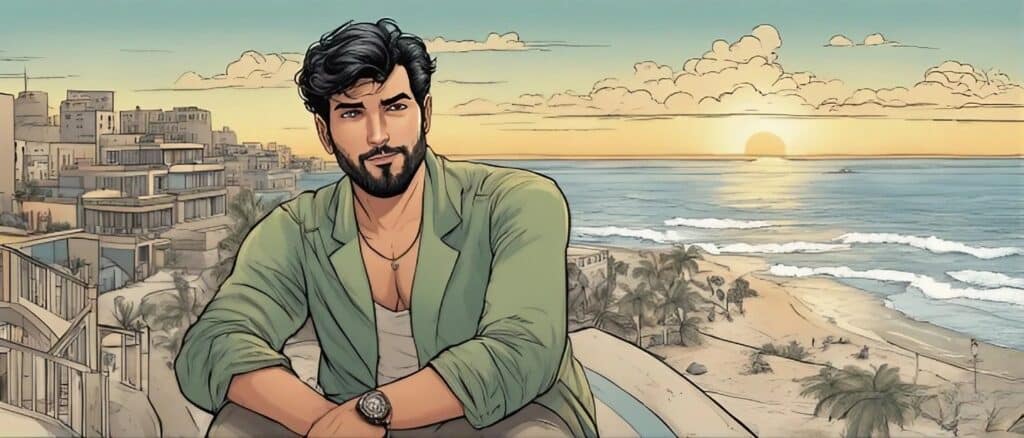 manny khoshbin on a beach resting