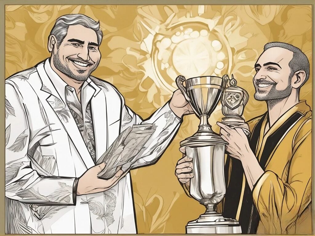 manny khoshbin receiving an award