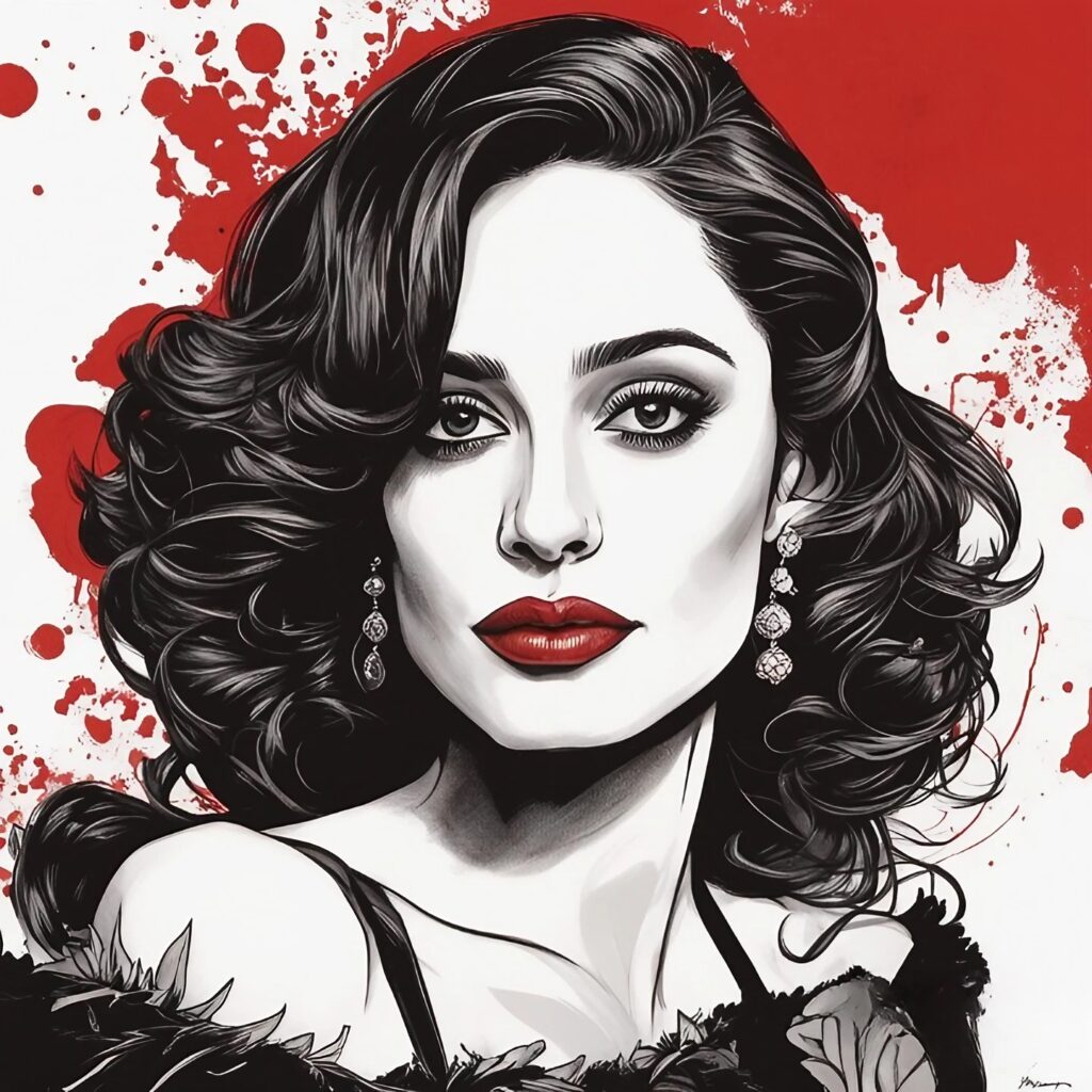 emmy rossum red black and white portrait