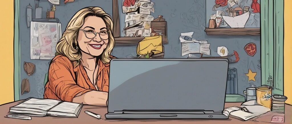 Roseanne Barr on a laptop