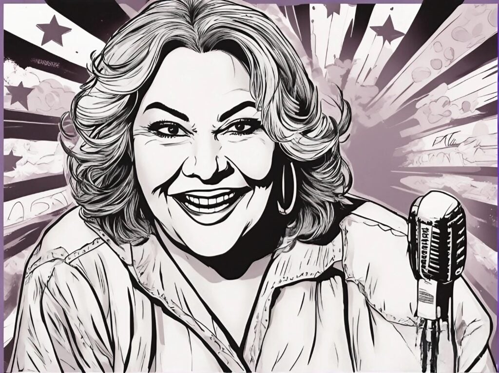 Roseanne Barr performing stand-up comedy