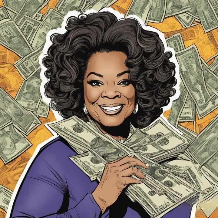 Oprah Winfrey with money background
