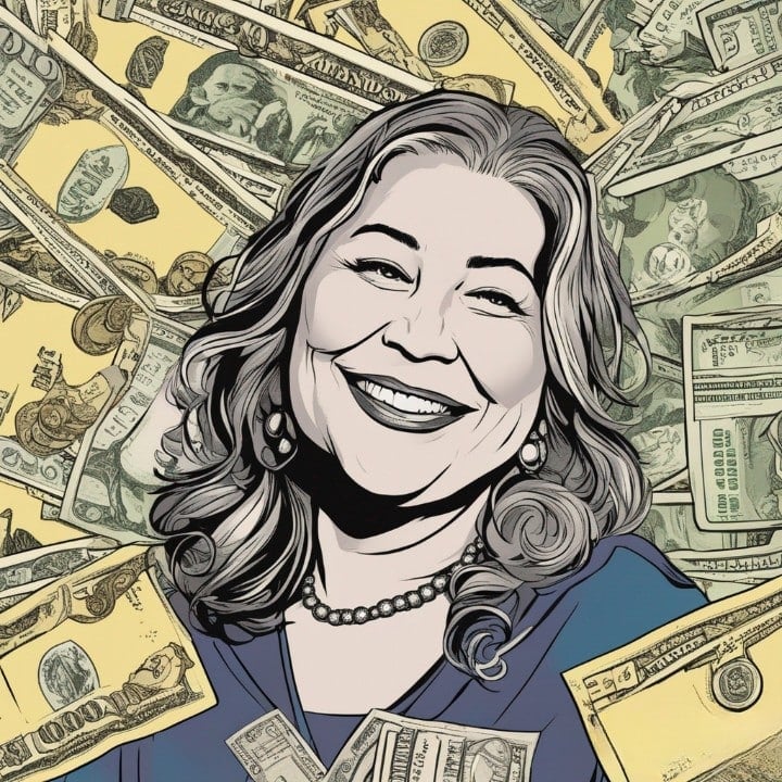 Roseanne Barr with money background
