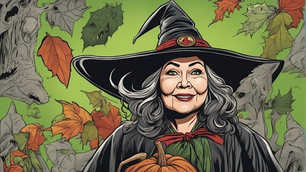 Roseanne Barr playing the role of a witch in a movie