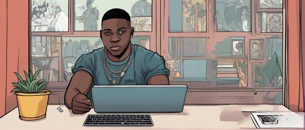blac youngsta as a teenager on a laptop