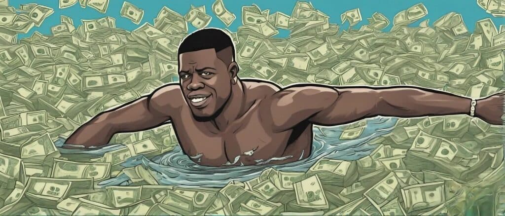 blac youngsta's net worth, blac youngsta swimming in the pool full of money