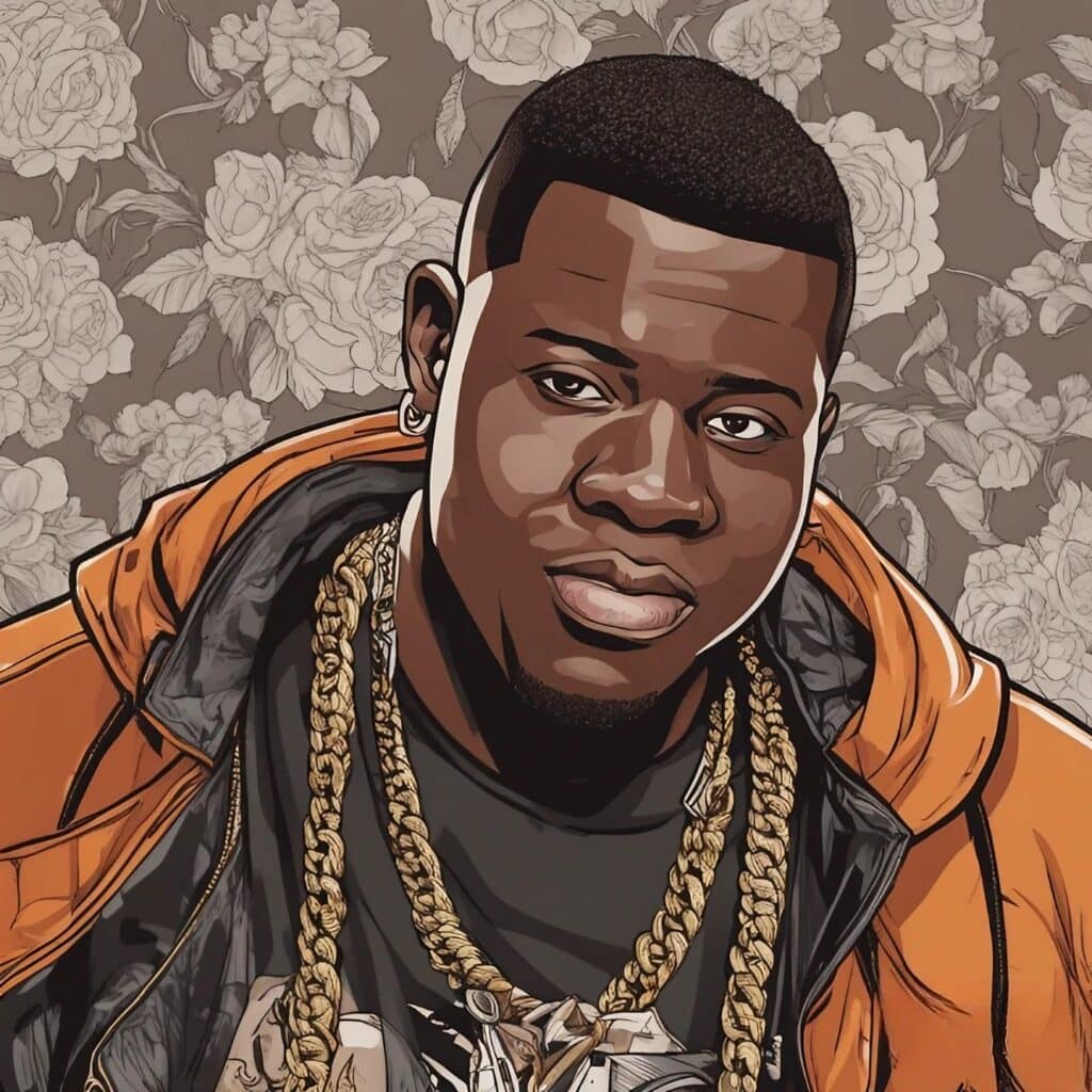 blac youngsta portrait in brown and black