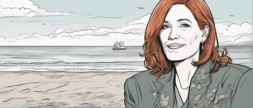 jen psaki on a beach having fun