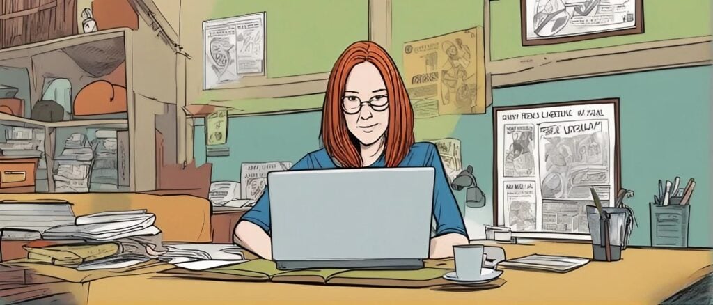 jen psaki as a teenager on a laptop