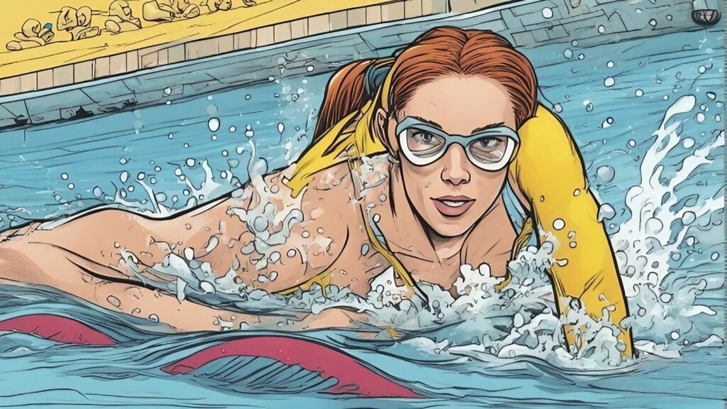 jen psaki as a teenager competing in a swimming tournament 