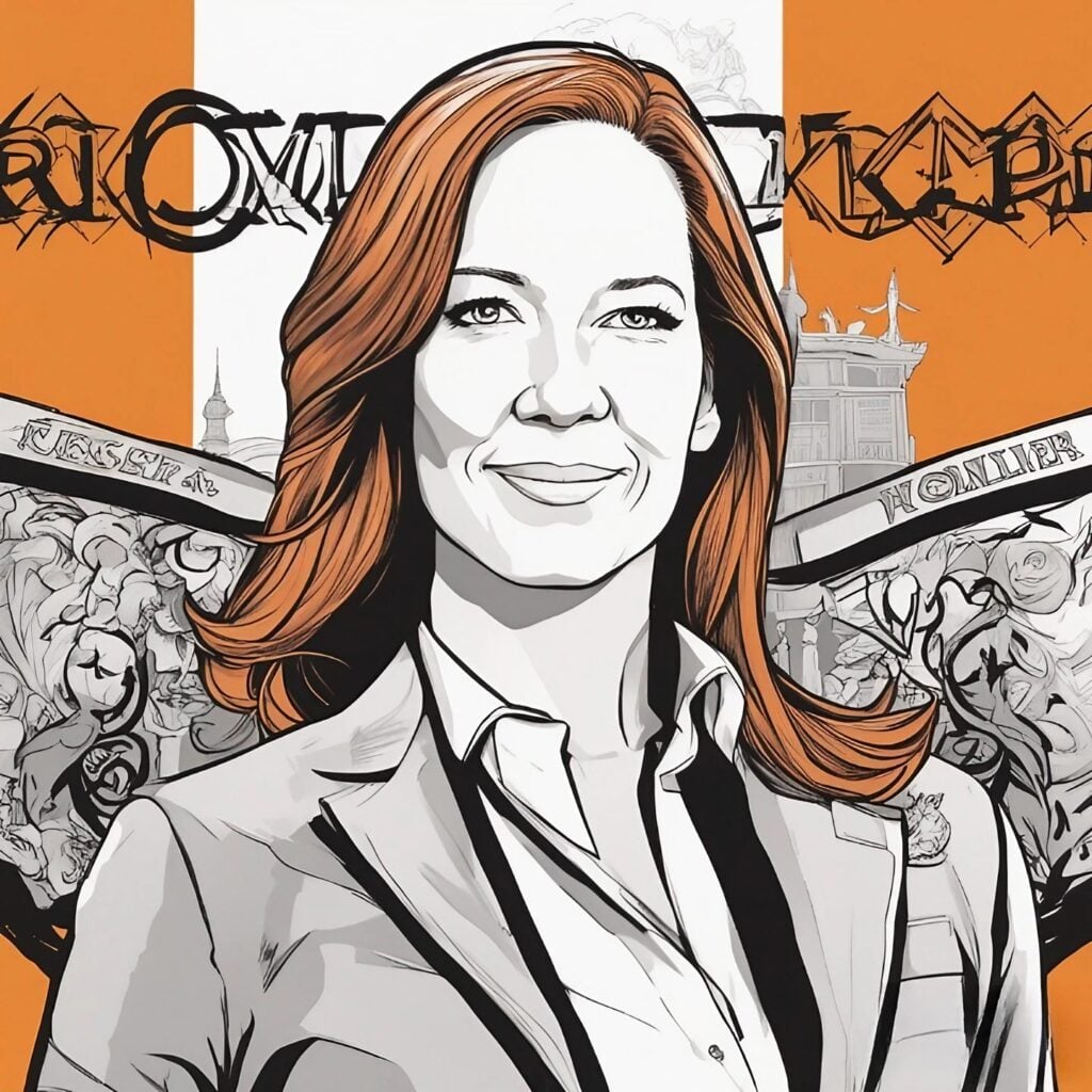 jen psakiportrait orange and black
