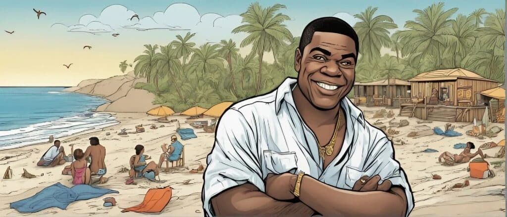 tracy morgan on a beach having fun