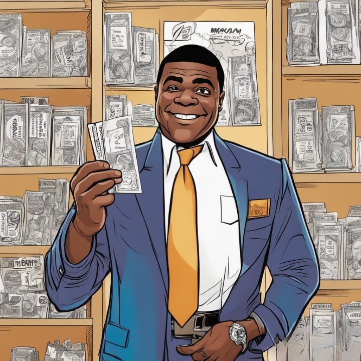 tracy morgan with credit card in hand