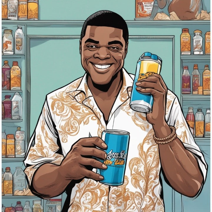 tracy morgan with sports drink in hand