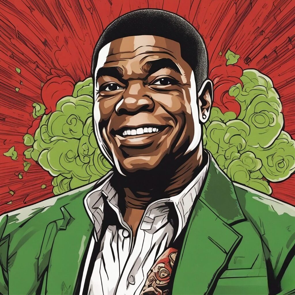 tracy morgan portrait in green red and white