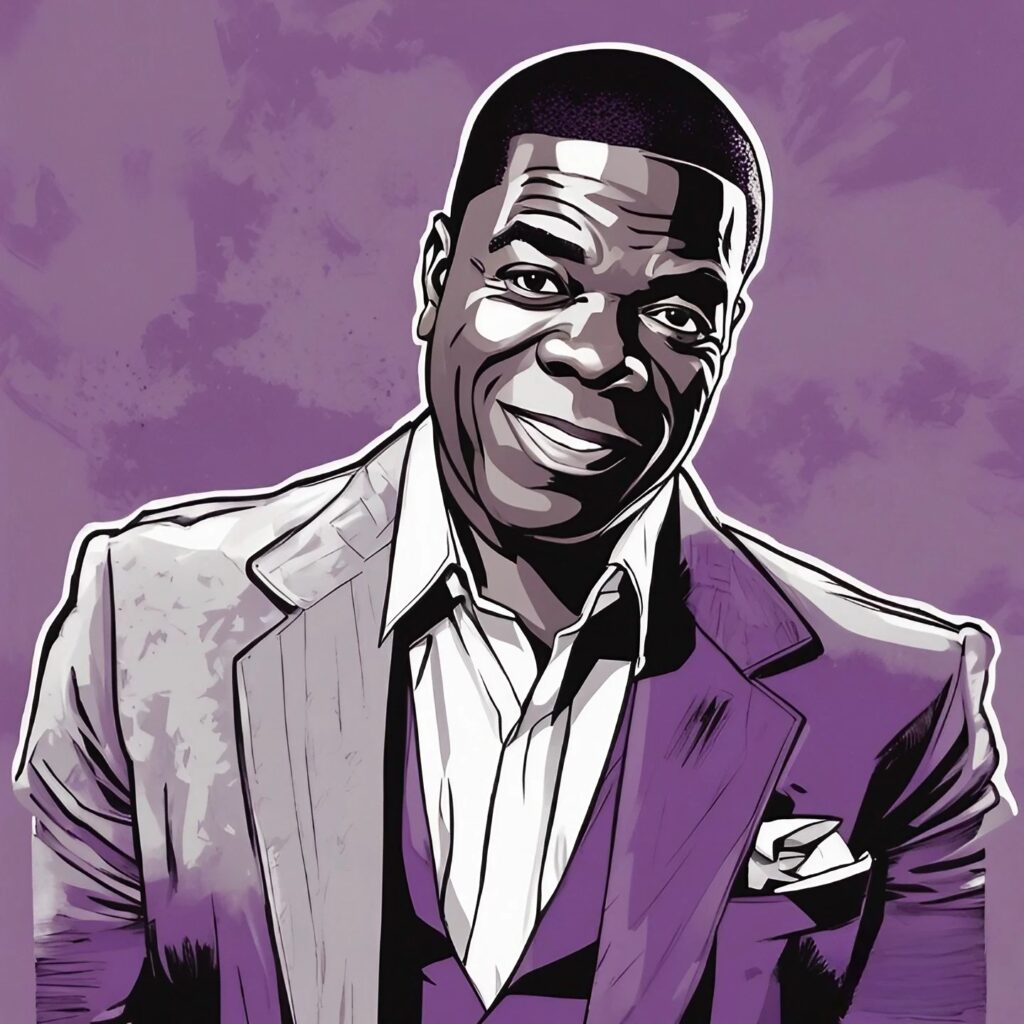 tracy morgan in white and purple