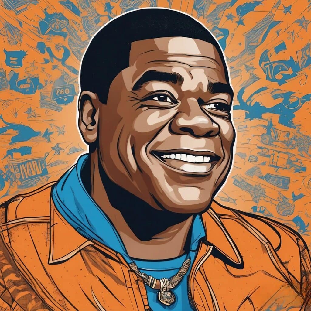 tracy morgan portrait in prange and blue