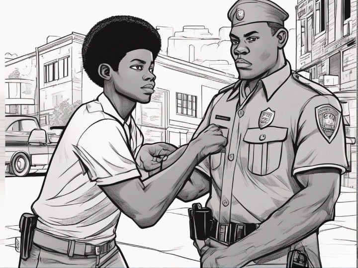 policeman detaining young black man