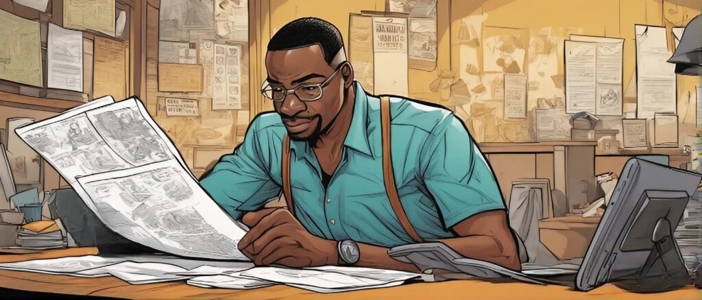 african american man going through business analysis