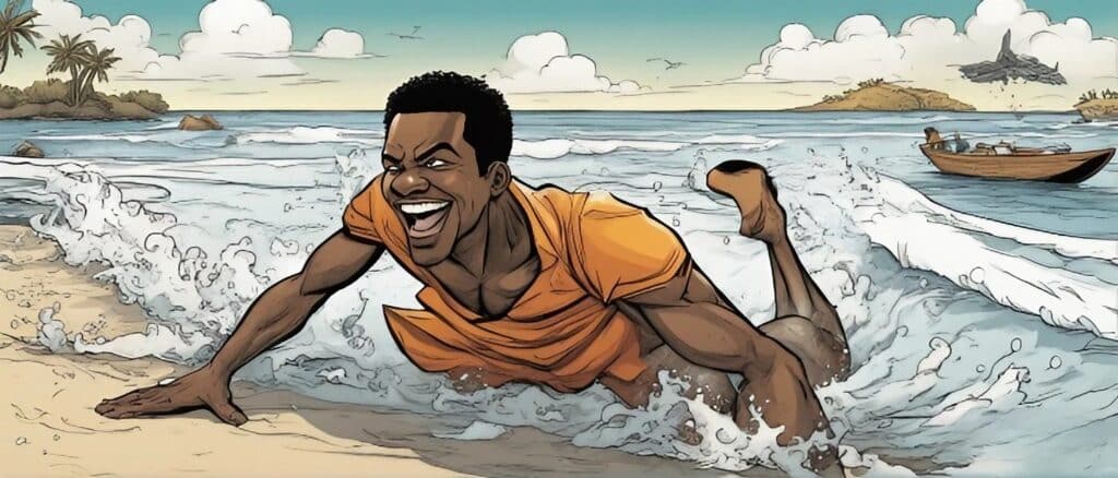 african american man on a beach having fun