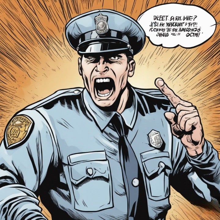 angry policeman shouting