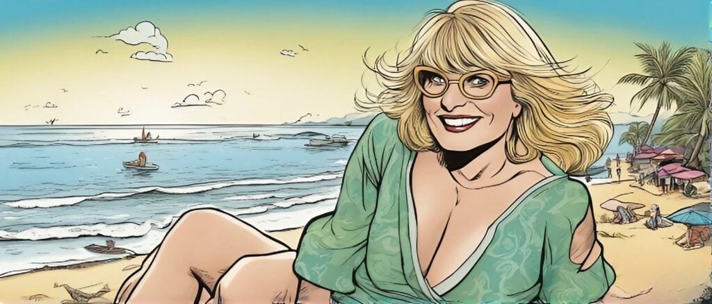 linda tripp on a beach 