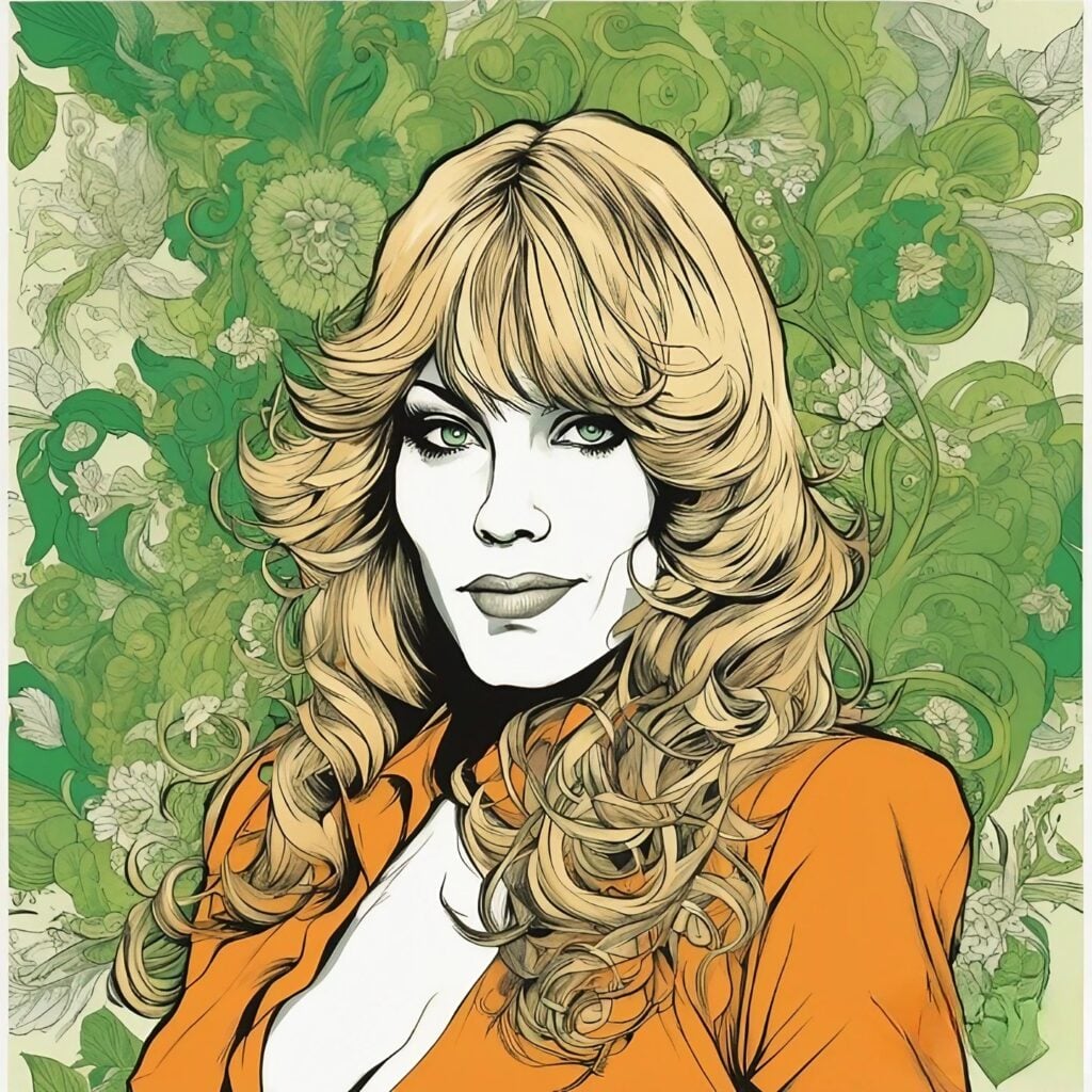 linda tripp orange and green portrait