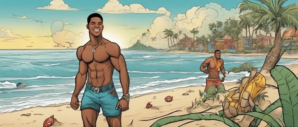 devin haney on the beach having fun