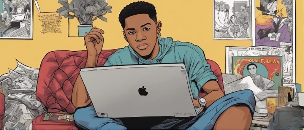 devin haney as a teenager on a laptop