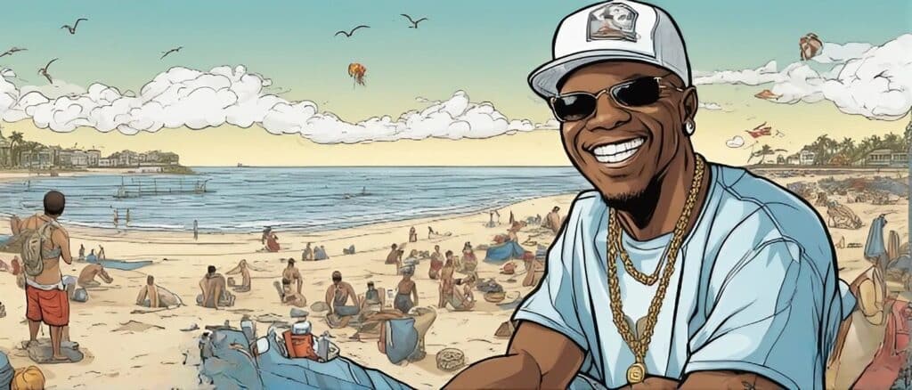 Chamillionaire on an beach having fun