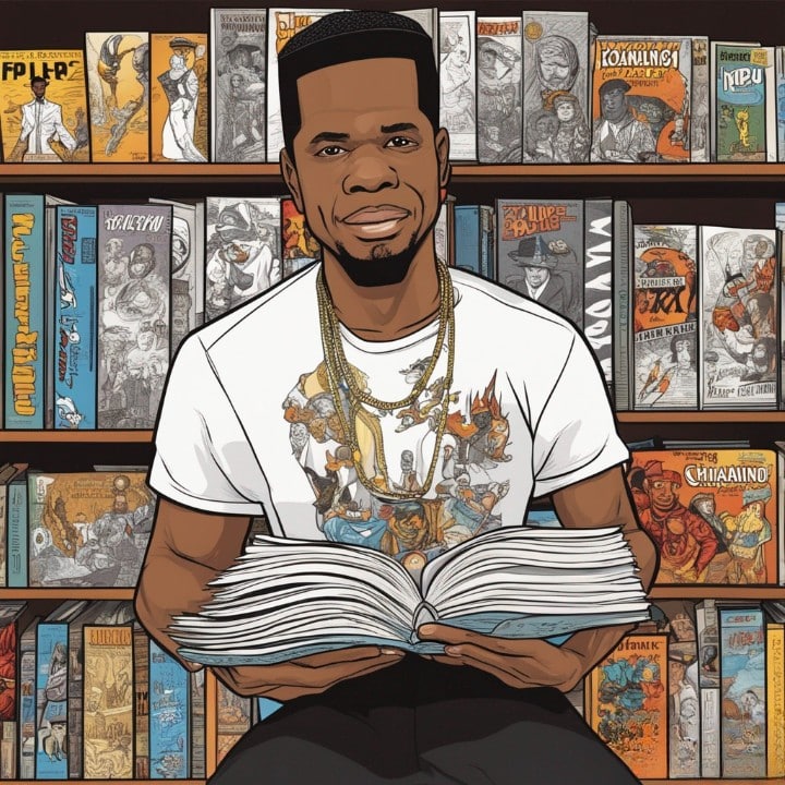 Chamillionaire with music albums in his hands 